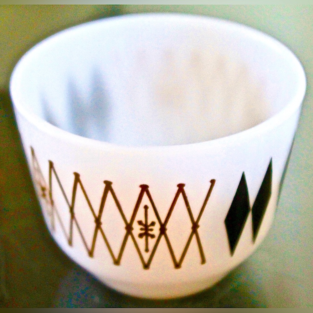 FEDERAL GLASS ATOMIC HARLEQUIN CUSTARD MILK BLACK DIAMOND VINTAGE 1970’s 2 INCH